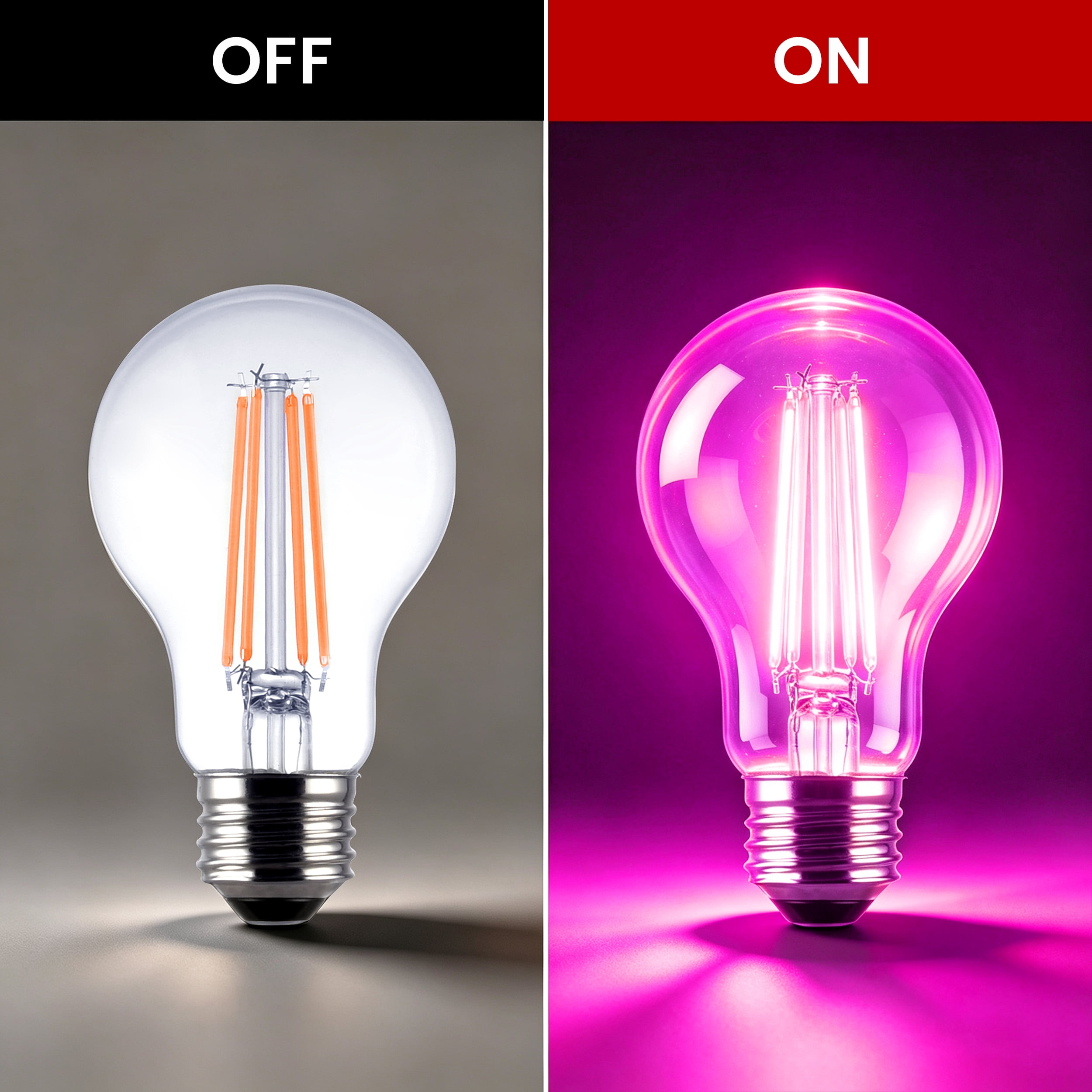 Great Value A19 LED 7.5W E26 Medium Base Pink Light Bulbs, 2 Pack