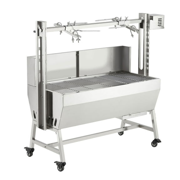 Rotisserie Grill Kit, 37" Electric Rotisserie 132LBS Capacity Pig Roaster Spit Rotisserie Stainless Steel, 52W Rotatable Motor BBQ Rotisserie Kit, Outdoor Height Adjustable Pig Roaster
