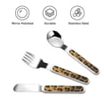 thumbnail image 3 of Salouo Golden Leopard Glitter Pattern 3 Pieces Toddler Utensils, Kids Silverware Set Stainless Steel Utensils for Kids Children Safe Spoons Forks & Knife Dishwasher Safe, 3 of 8