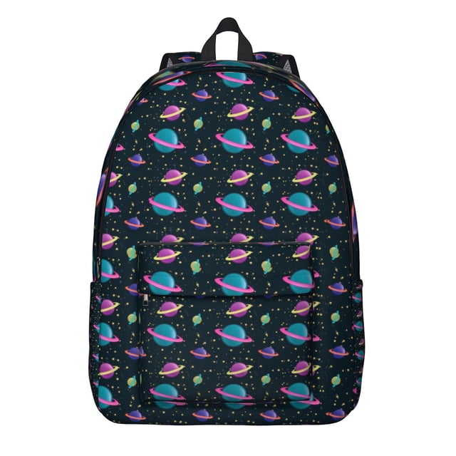 Moon and Stars Galaxy Backpack, Celestial Rocket Astronaut School Daypack, Outer Space Cosmic Nebula Bookbag
