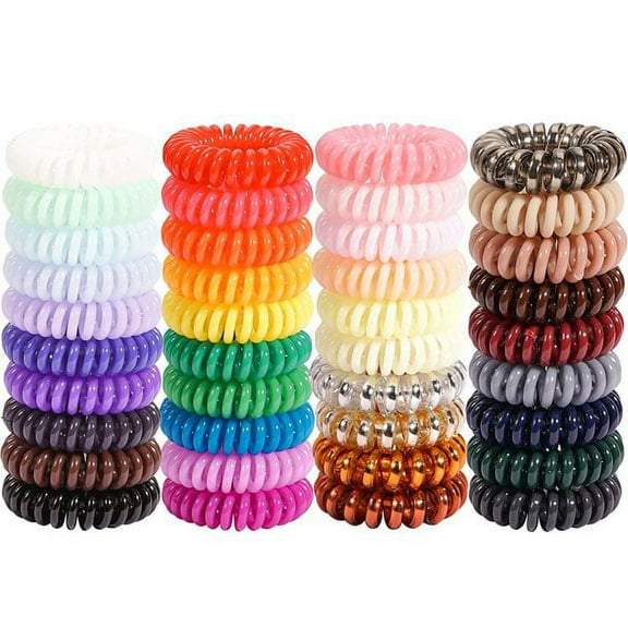 Spiral Hair Ties, Small Coil Hair Ties,40PCS Hair Elastics for Girls,Spiral Bracelet Hair Bands,Phone Cord Ponytail Holders Hair Coils Elastic Hair Ties Hair Accessories for Women Girls Teens