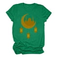 thumbnail image 5 of Penkiiy Happy Ramadan Tops Blouse for Women Women's Funny Printed Pattern Casual Fashion Soild Color Short Sleeve Tops Blouse XL Mint Green, 5 of 6
