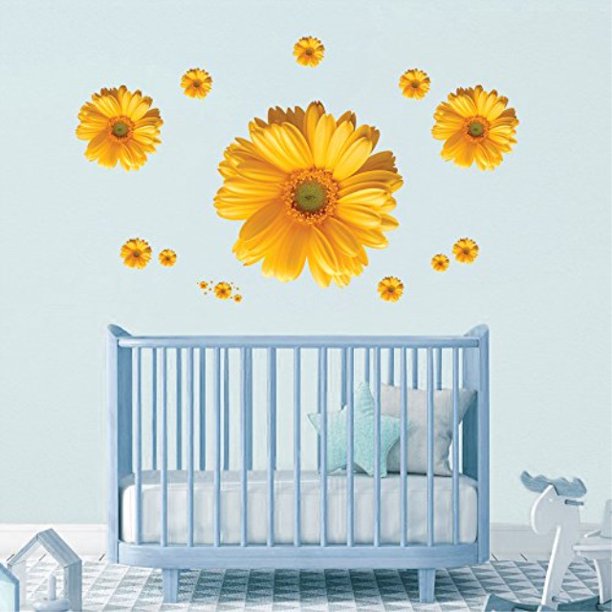 decalmile 11pcs daisy flower wall decals combination diy chrysanthemum