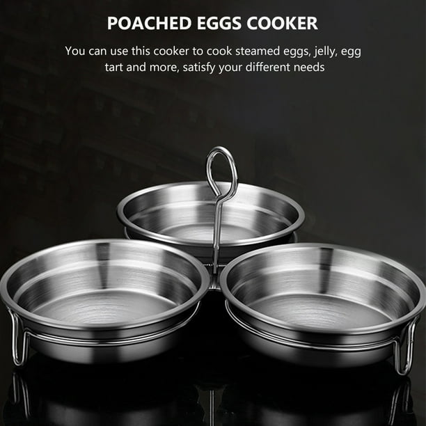 unbranded 1Jgo Cacerola Para Huevos Pochados De Acero Inoxidable Antiadherente Para Y Portátil Plata