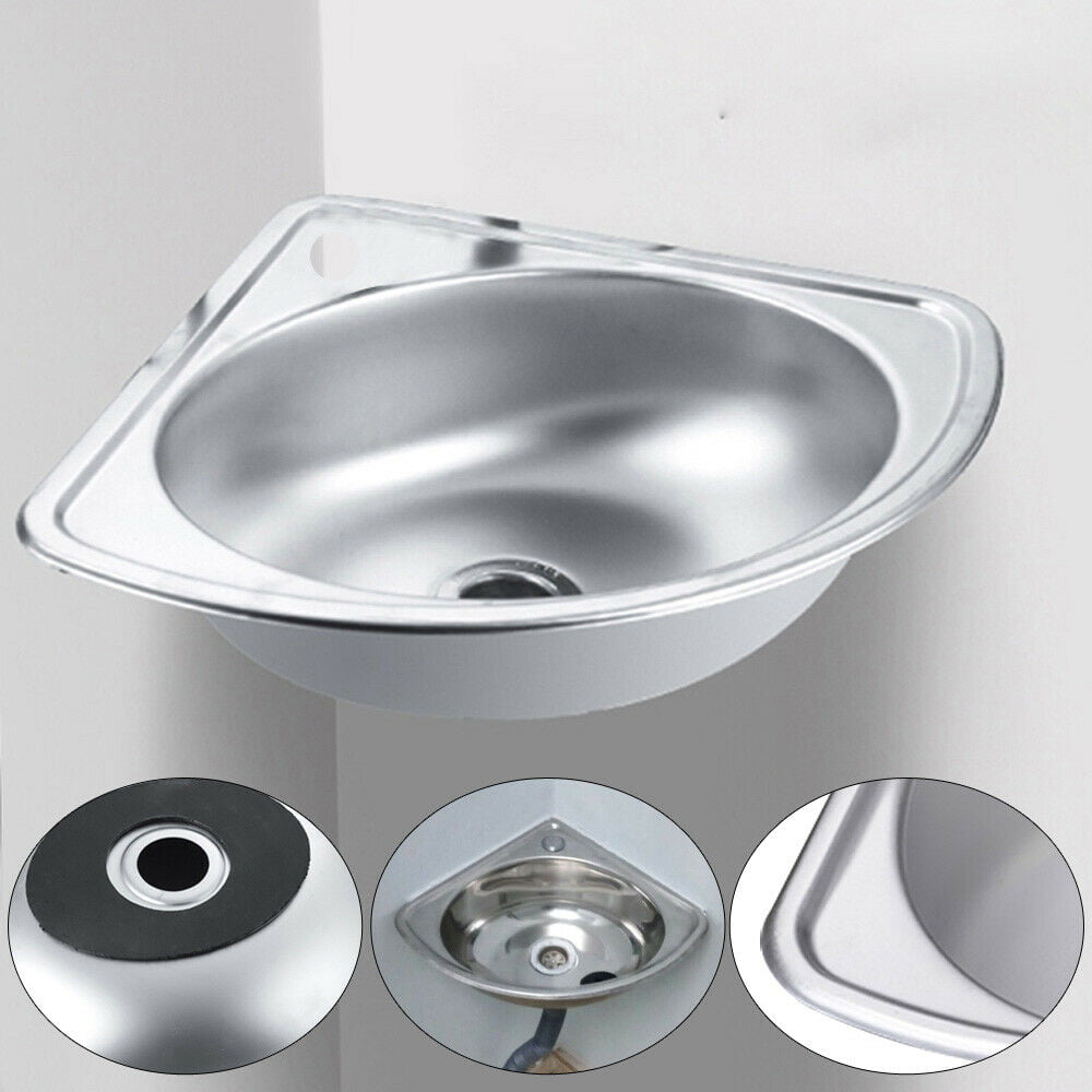 Stainless Steel Triangle Wash Basin Thick Small Sink Corner Wall Usa Stock