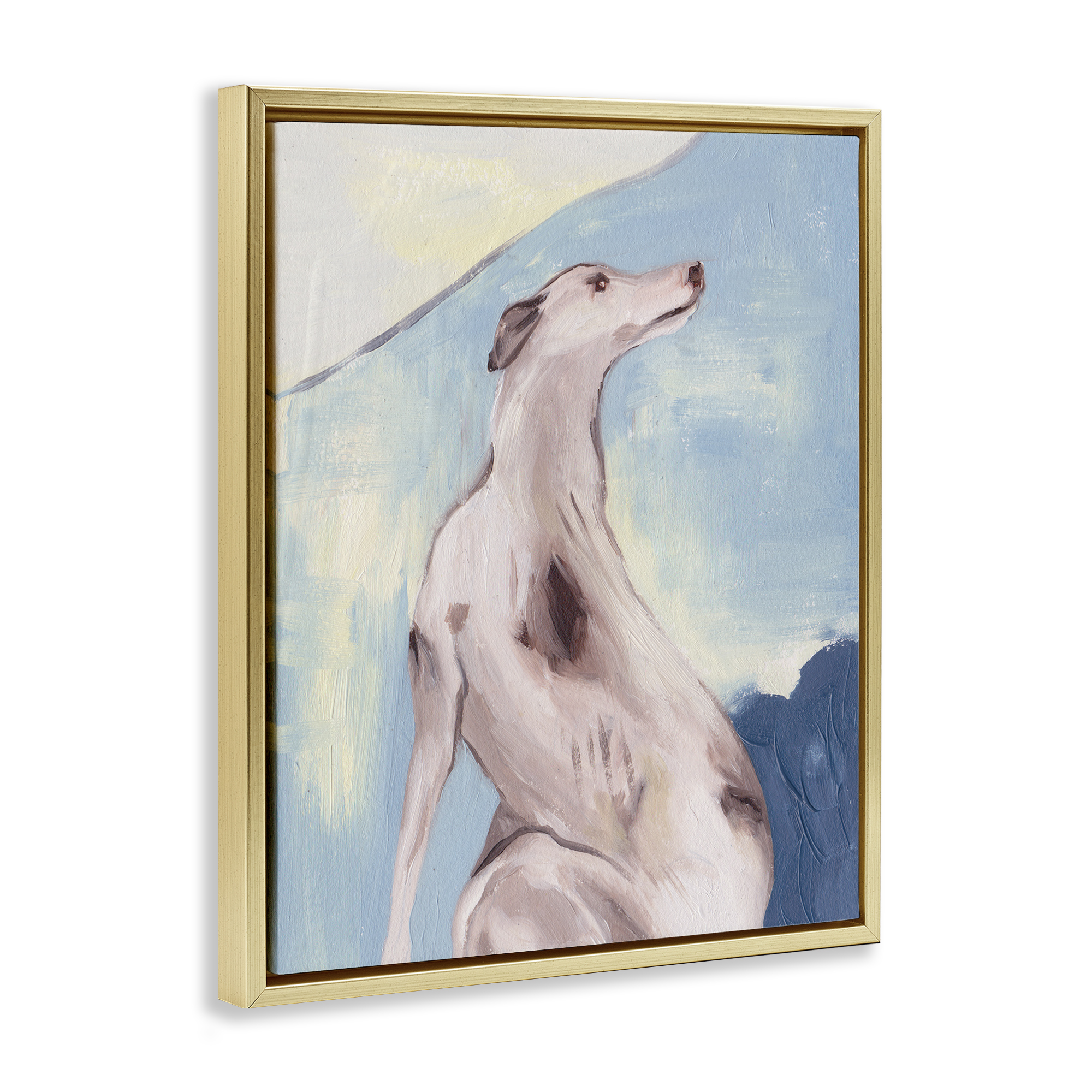 Stupell Industries Greyhound Abstract Painting Animals & Insects Painting Gold Floater Framed Canvas Art Print Wall Art, 17 x 21