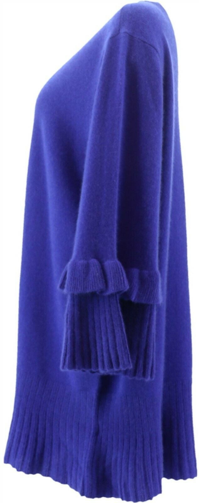 Isaac Mizrahi 2-Ply Cashmere Ruffle Bell Slv Sweater Ultramarine XL NEW A343580