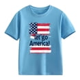 thumbnail image 4 of Amidoa Girls Short Sleeve Independence Day Summer Graphic Crewneck T Shirts Kids Casual Tops Blue Size 10, 4 of 5