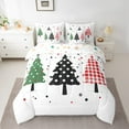 thumbnail image 2 of jejeloiu Kawaii Xmas Tree Snowflake Merry Christmas Happy New Year King Comforter Sheet Set, Reversible Red White Girl Bedding, 7-Piece, 2 of 8