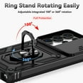 thumbnail image 5 of Dteck Case for Samsung Galaxy S25 Ultra ,Shockproof TPU+PC Built-in 360° Rotate Ring Kickstand Magnetic Shockproof Back Cover for Galaxy S25 Ultra,Black, 5 of 9
