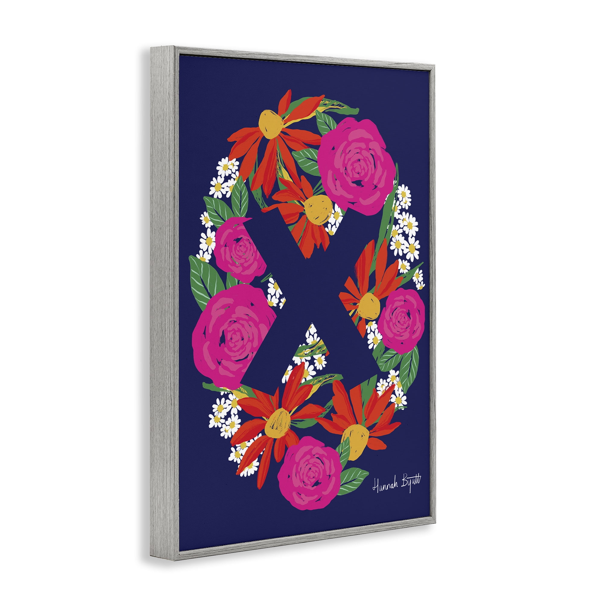Stupell Industries Floral Bloom Letter X Botanical & Floral Painting Gray Framed Art Print Wall Art, 20 x 30