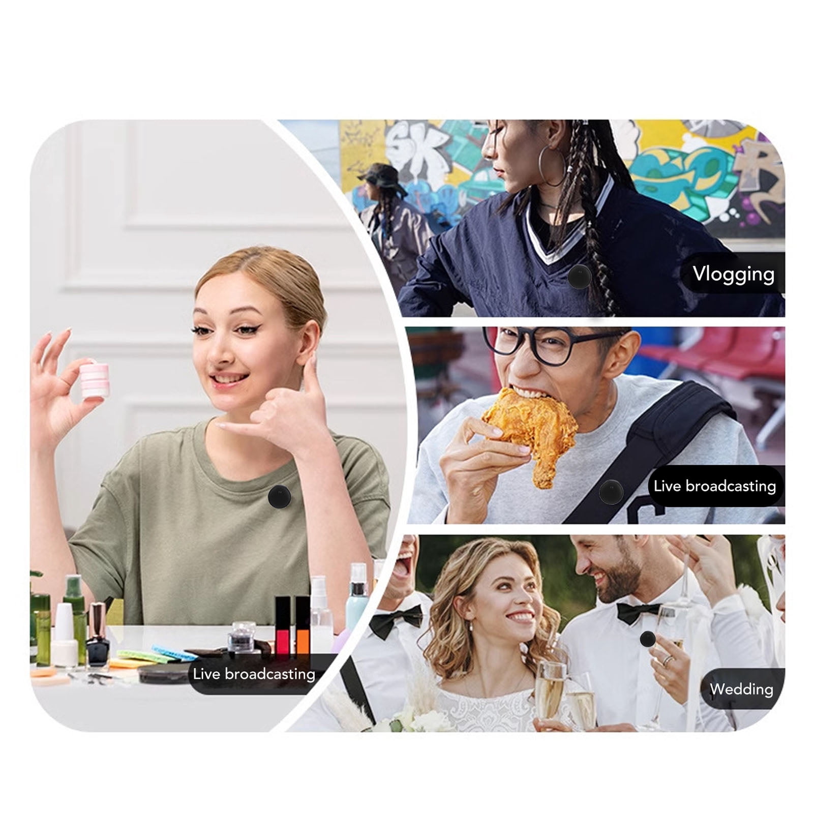 LAZIOEGR 2PCS Wireless Lavalier Microphone Magnetic 2.4GHz Noise Canceling Type C Clip On Lapel Mic with Charging Case (4.33 inches / 11 cm)
