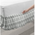 thumbnail image 2 of Abstract Bed Skirt, Horizontally Arranged Illustration of Greyscale Stripes and Triangles, Elastic Bedskirt Dust Ruffle Wrap Around for Bedding Decor, 4 Sizes, Dark Grey White Dimgray, by Ambesonne, 2 of 2