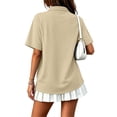 thumbnail image 6 of Garbnen Women Polo Shirts Short Sleeve Collared Button Women's V Neck T Shirts Side Slit Casual Lightweight Fashion Golf Shirts Women with Pocket Beige XXL, 6 of 9