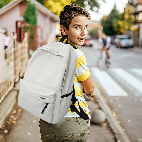 Elegante mochila de gran capacidad para exteriores, escuela, viajes - 45x33x13cm Mochila de lona y poliéster con compartimento para portátil, correas ergonómicas, resistente al agua - negro