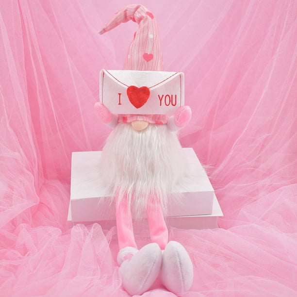Fiudx Liquidación de ofertas flash Adornos para el día de San Valentín Adornos para muñecas sin rostro con luces Adornos para gnomos enanos Rudolph Regalos para San Valentín Adornos para muñecas