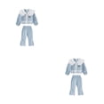 thumbnail image 1 of Qarigey Traje de primavera para niñas, ropa deportiva, abrigos con cierre de botones para niños, pantalones de cintura elástica, chándales Azul ciento diez 2Conjunto, 1 of 1