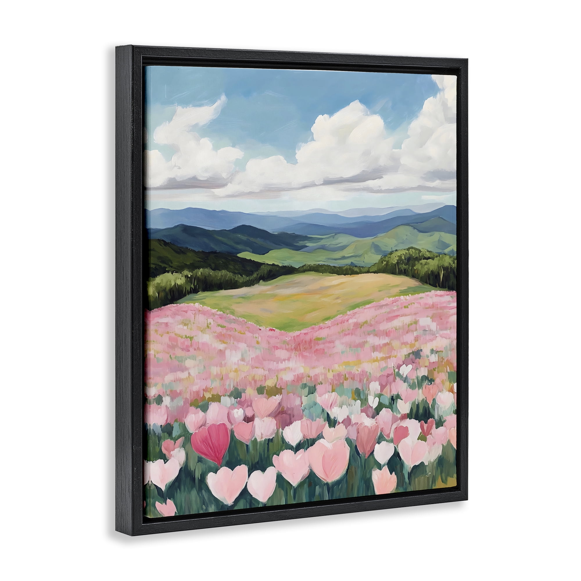 Stupell Industries Blush Pink Poppy Field Black Framed Floater Canvas Wall Art, design by The Prints Vibe