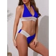 thumbnail image 2 of DARING DIVA Women's Color Block Wavy Stripes Bikini Sets Medium Royal Blue, 2 of 6