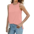 thumbnail image 4 of Xunlbb Tank Top for Women Fashion Women's Solid Color Casual Side Slit Round Neck Tank Top Sleeveless Tops for Women Under $5 S-2XL, 4 of 6
