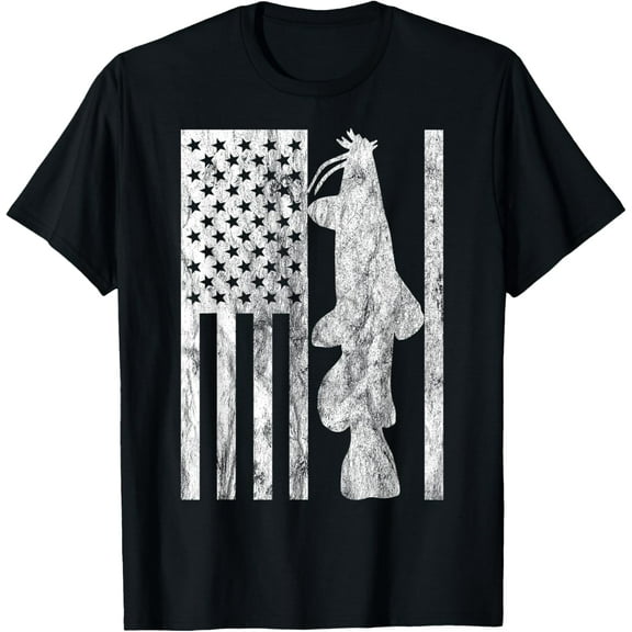 Catfishing American Flag - Catfish Angler T-Shirt men and women can wear, black, white, gifts