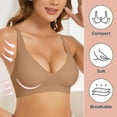 thumbnail image 5 of Lixiuxyad Non Padded Sports Bra Women's Bra Without Underwire V Neck Comfort Soft Bra Push Up Seamless Bra Lightly Padded For A Feel Fit Bralette Women, 5 of 6