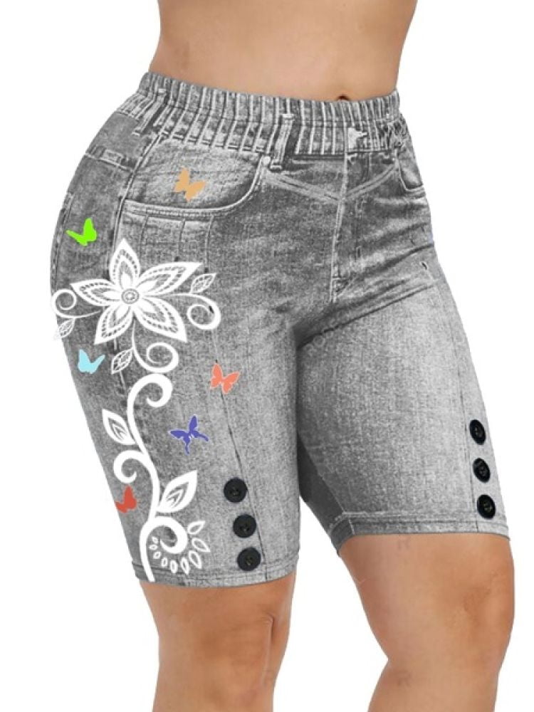 Women Shorts Leggings Fashion Floral Print Shorts Leggings Jeggings