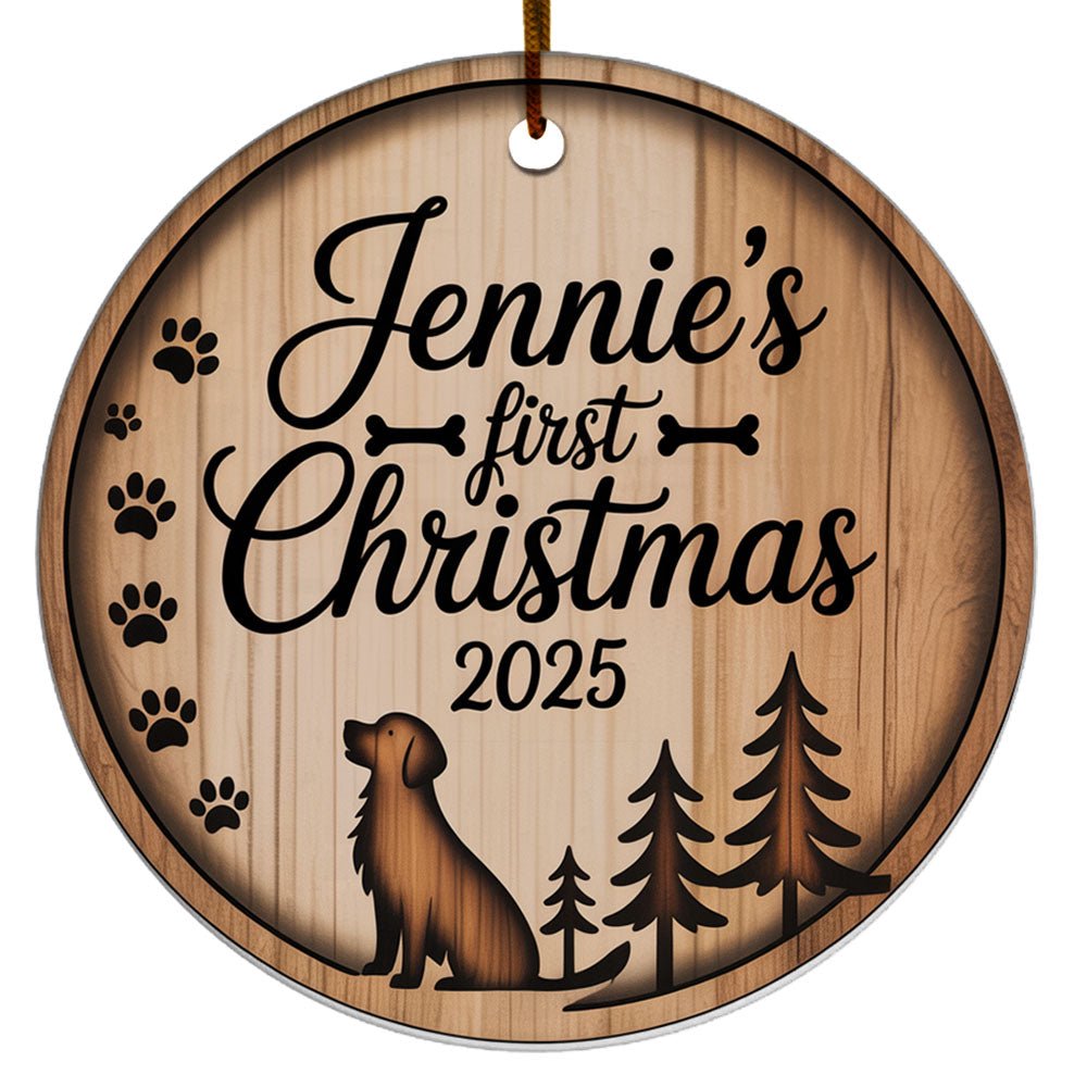 Cat's 1st Christmas Ornament, Baby Cat's First Christmas Keepsake Gift for Cat Lover, Custom Name Text & Date Paw Christmas Ornament