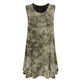 thumbnail image 2 of MBJ WDR1077 Womens Tie Dye Round Neck Sleeveless Trapeze Dress Tunic Top L OLIVE, 2 of 4