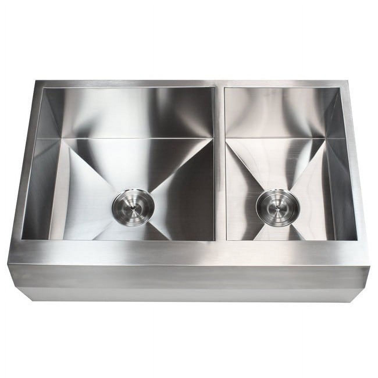Contempo Living  33 in. Double Bowl 60 by 40 Zero Radius Well Angled Farm Apron Kitchen Sink - Stainless Steel - 16 Gauge - image 3 of 5