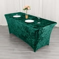 thumbnail image 3 of Efavormart 6ft Hunter Emerald Green Crushed Velvet Stretch Fitted Rectangular Table Cover, 3 of 5