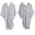thumbnail image 2 of ZQUUVOU Women's Solid Color Shawl Fashion Fall Winter Plus Size Knitwear Button Hooded Cape Fringe Shawl Wraps Gray, 2 of 4