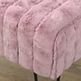 thumbnail image 4 of Home Soft Things Super Soft Faux-Fur Upholstered Stool Ottoman, Woodrose, 19"x13"x17", 4 of 9