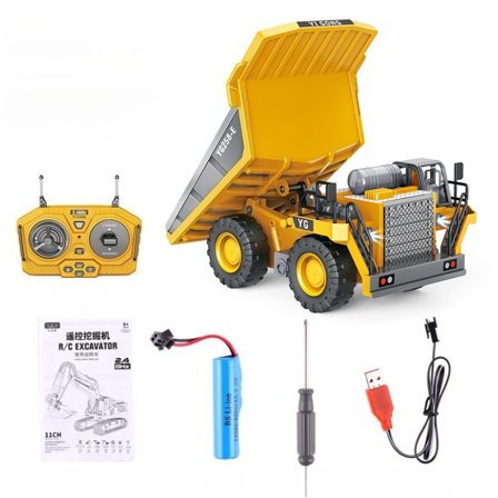 Remote Control Dump Truck Toys 9 Channel RC Construction Toy Vehicles with Metal Bed Lights/Sounds, Birthday Gifts