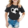 thumbnail image 3 of Yiyuu Toddler Girls Football Graphic Tee Summer Short Sleeve Crew Neck T Shirt, Sizes 3-13, 3 of 3
