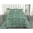 thumbnail image 2 of Ambesonne Vintage Quilted Bedspread Set 3 Pcs, Victorian Curlicue Leaves, Twin, Almond Green and Black, 2 of 4