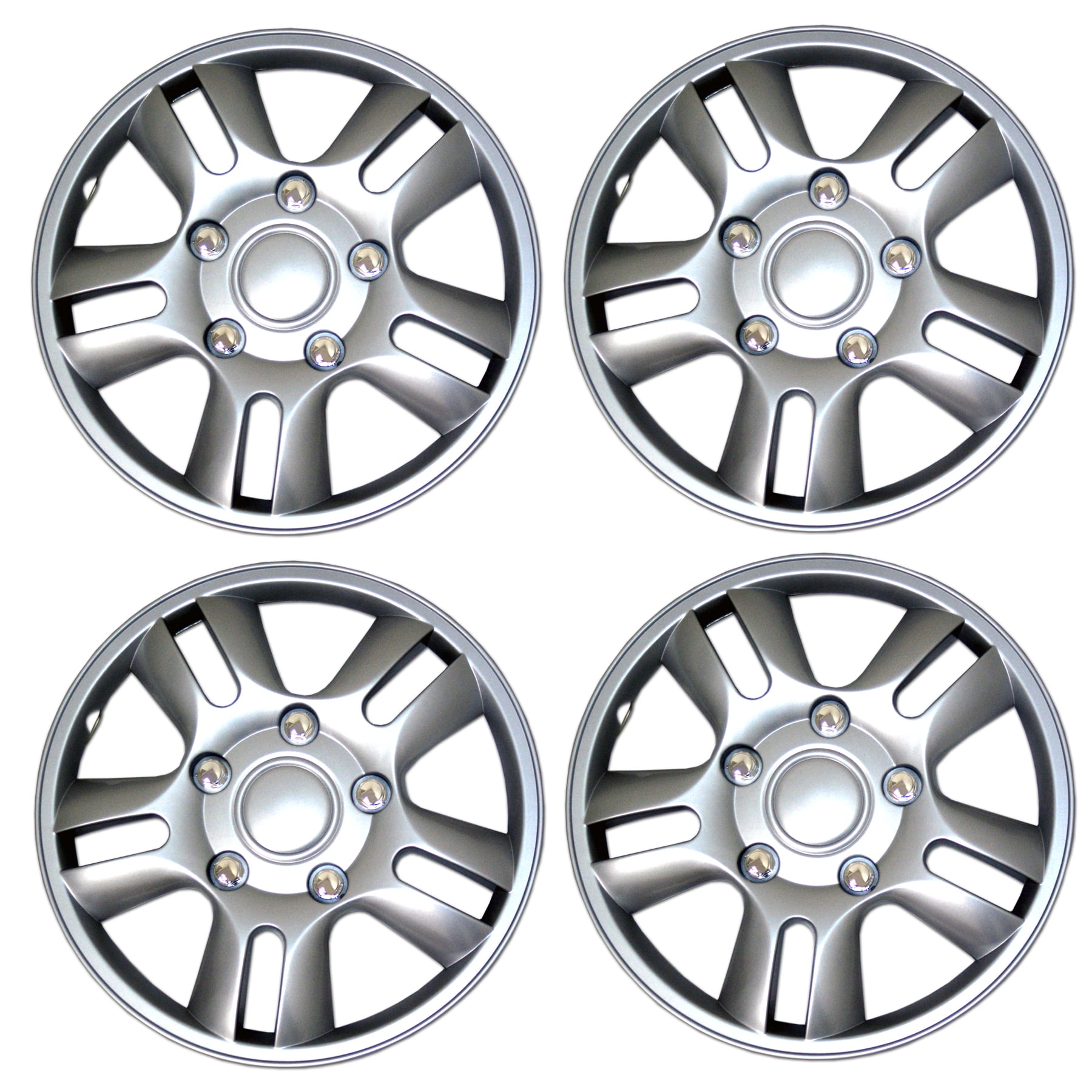 TuningPros WSC3006S15 Set of 4 Metallic Silver Hubcaps 15" Hub Caps