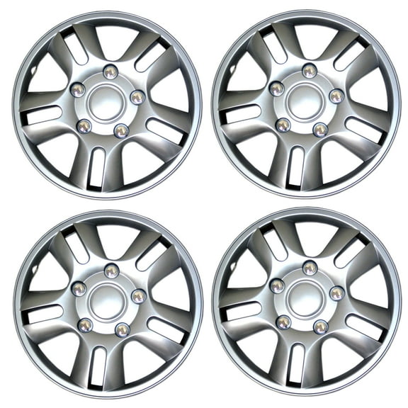 TuningPros WSC3-006S15 Set of 4  Metallic Silver Hubcaps 15" - Hub Caps Wheel Skin Cover 15 inches 4 Pcs Set