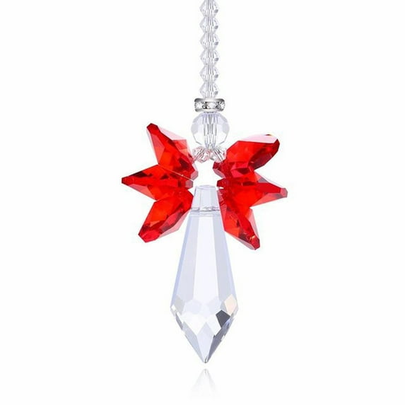 Christmas Saving Clearance! Sruiluo Crystal Decoration for Car Rainbow Angel Crystal Suncatcher Colorful Beaded Pendant Hanging Decoration Hanging Ornaments for Car Home Red