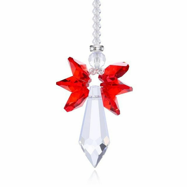 Fiudx Atrapasol de Ángel de Cristal de Chakra, Colgante de Cristal Brillante Hecho a Mano, Diseño Multicolor Azul Cielo, Hermoso Reflejo de La Luz Solar, Idea de Regalo Única, 20 Cm de Largo