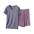 thumbnail image 2 of TMOYZQ 2 Piece Set for Women Summer Lounge Sets Shorts And Short Sleeve Tops Matching Pajams Outfits 2025, 2 of 6