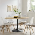 thumbnail image 2 of Black Tulip Table, 60” Oval Natural Wood Top Modern Dining Table - Black Base, 2 of 6