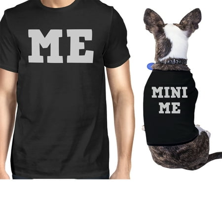Mini Me Small Dog and Owner Matching Shirts Black Graphic Tee