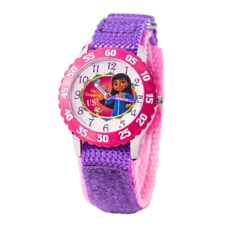 Disney Jr. Mira Royal Detective Mira Mikku,Chikku Girls' Stainless Steel Time Teacher Watch, 1-Pack