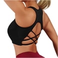 thumbnail image 5 of Womens Racerback Sports Bra with Removable Pads Cross Back Strappy Yoga Bra Medium Support Padded Athletic Workout Crop Top for Gym Running, 5 of 6