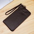 thumbnail image 3 of Wristlet Phone Purse Solid Color Portable Genuine Leather Card Wallet Zip Wallet, 3 of 10