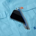 thumbnail image 6 of The American Outdoorsman Blackfoot River Fishing Shirt, Short Sleeve - Quick Dry, UPF 30 UV Protection, Modern Fit, Breathable Eyelets and Waterproof Chest Zip Multiple Pocket (Ethereal Blue, Large), 6 of 8