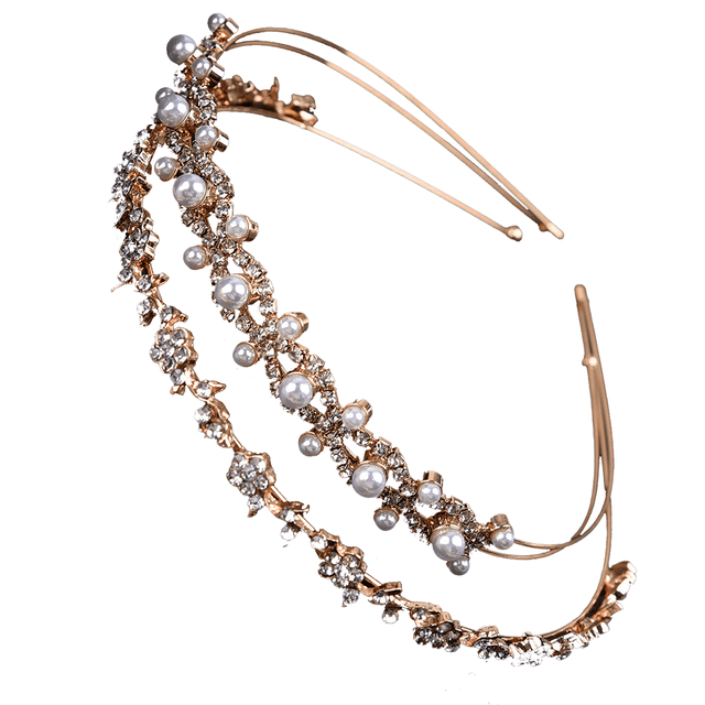Diadema de cristal para novia para mujer, diadema fina con flores y hojas para boda, para niña de las flores, con perla y diamante