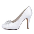 thumbnail image 5 of Women's Pumps Stiletto High Heel 8.5CM Rhinestones Bow Satin Party Dress Wedding Shoes, 5 of 6