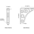 thumbnail image 2 of Ekena Millwork 2"W x 10"D x 12"H Tristan Wrought Iron Bracket, (Triple center brace), Antiqued Warm Silver, 2 of 8